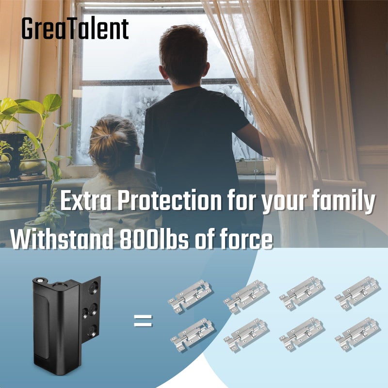 GreaTalent 3Pack Home Security Door Reinforcement Lock Childproof, Add High Security to Home Prevent Unauthorized Entry, Aluminum Construction Finish Black - Image 3